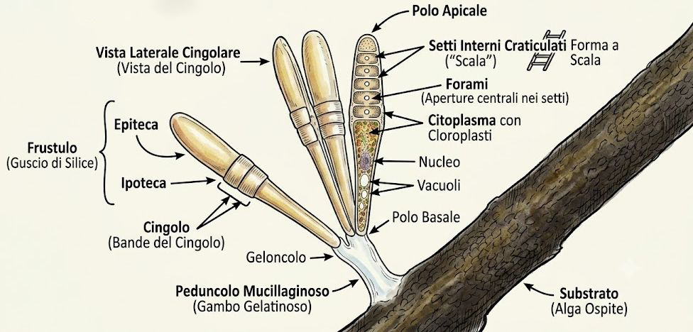 Alla scoperta delle diatomee epifite: la Climacosphenia moniligera